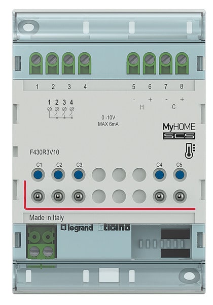 Bticino - MH - Actuator 3 uitgangen en 2x0-10V voor klilmaatregeling - F430R3V10-E⚡shock