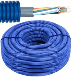 FLEX - Voorbedrade buis - SVV kabel 2 x 0,8 mm² - blauwe buis Ø 16 mm - FESVV2-E⚡shock