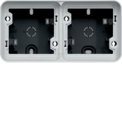 Hager - Tweevoudige horizontale doos cubyko met membranen, grijs, 1 x ingang (boven) / 2 x ingangen (onder) - WNA682-E⚡shock
