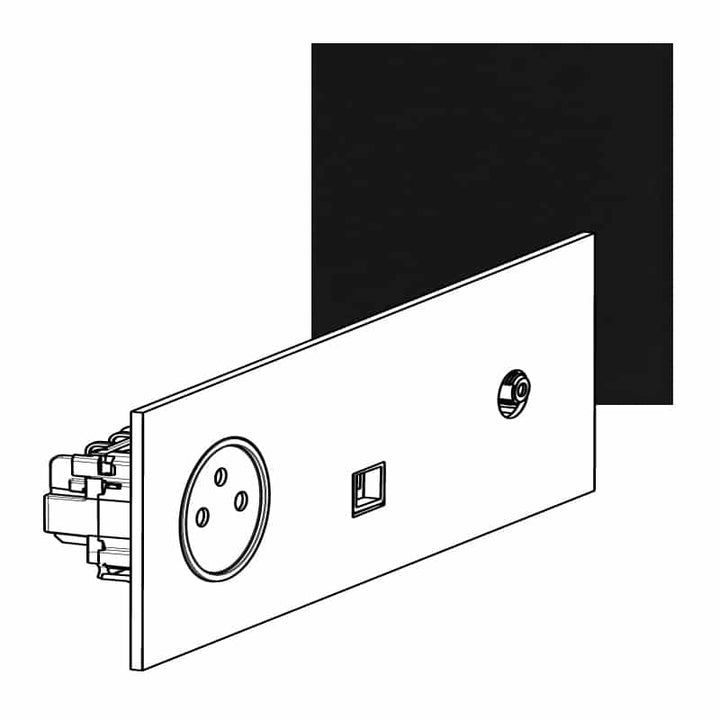 Legrand - ART Stopcontact 2P+A +TV +RJ45 FTP épure Mat zwart - AR67837-E⚡shock