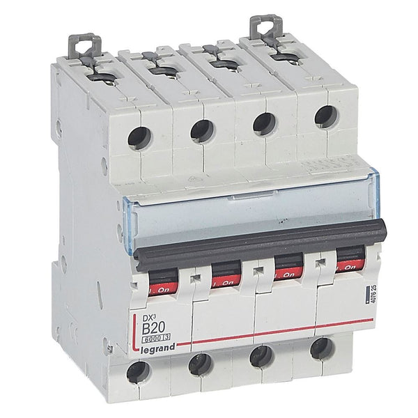 legrand - Autom. DX³ 6000A/10kA 4P B20 400V - 4 modules - 407625-E⚡shock