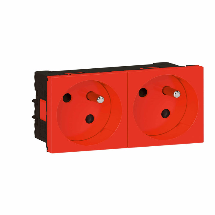 Legrand - Mos.Link Stopcontact 2x2P+A std pol 45°-4 mod rood - 077184L-E⚡shock