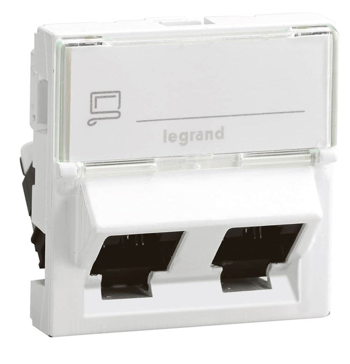 Legrand - Mosaic 2xRJ 45 Cat 5e UTP - 45° LCS² - wit - 076502-E⚡shock