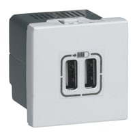 Legrand - Mosaic lader 2x USB 2401 mA 5V - 2 modules - alu - 079394-E⚡shock