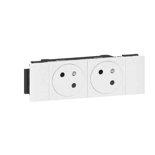 Legrand - Mosaic Link Stopcontact 2x2P+A - vlak - soluclip 4 modules wit - 077102L-E⚡shock