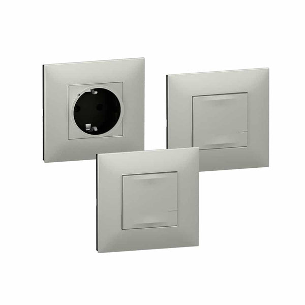 Legrand - Valena NWN - Uitbreidingskit Schakelaar + stopcontact Alu - 741835-E⚡shock