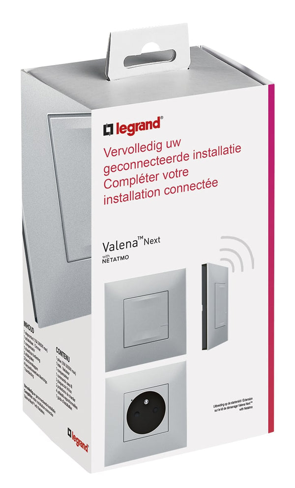 Legrand - Valena NWN - Uitbreidingskit Schakelaar + stopcontact Alu - 741935-E⚡shock