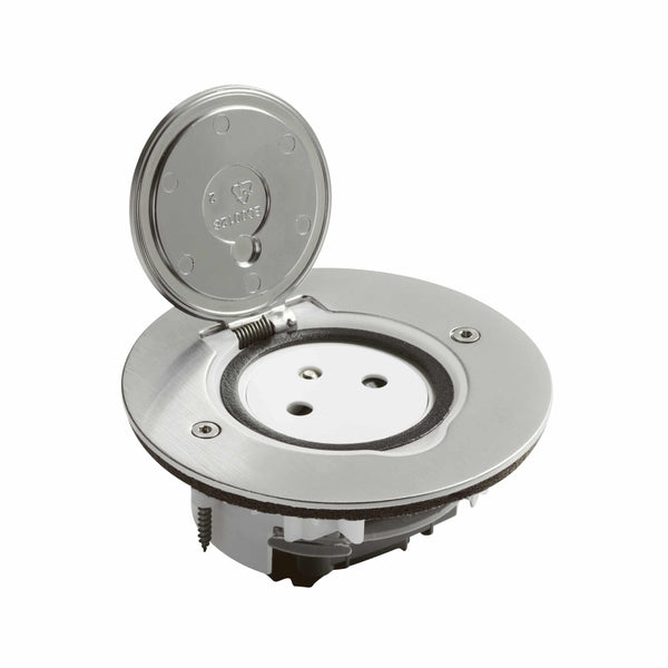 Legrand - VloerStopcontact 2P+A-vlak-rond 2 mod geborsteld inox - 089770-E⚡shock