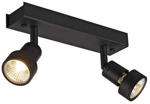 SLV LIGHTING - Puri 2, wand/plafondlamp, GU10 2x50W 230V, zwart - 147370-E⚡shock